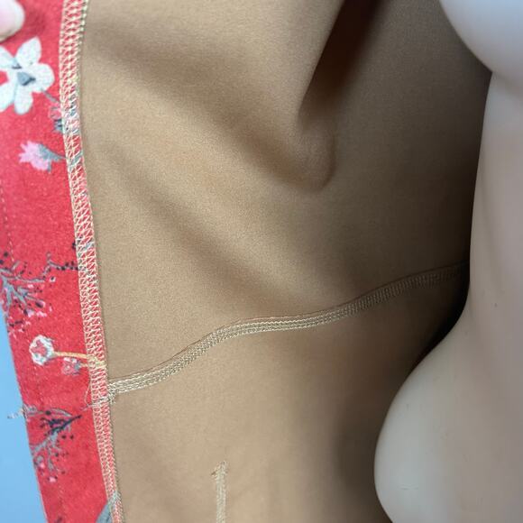 Solitaire‎ jacket Medium Red Floral Kimono Asian inspired open cascade - Picture 6 of 8